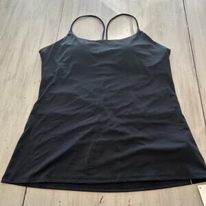 NWT Fabletics Black Bailey Tank Top Sz XXL Strappy Back Built In Bra
